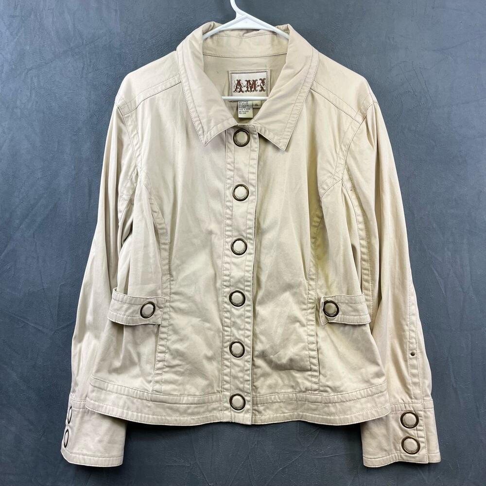 Vintage AMI Snap Button Trucker Jacket Women's XL Oversized Buttons Adjustable